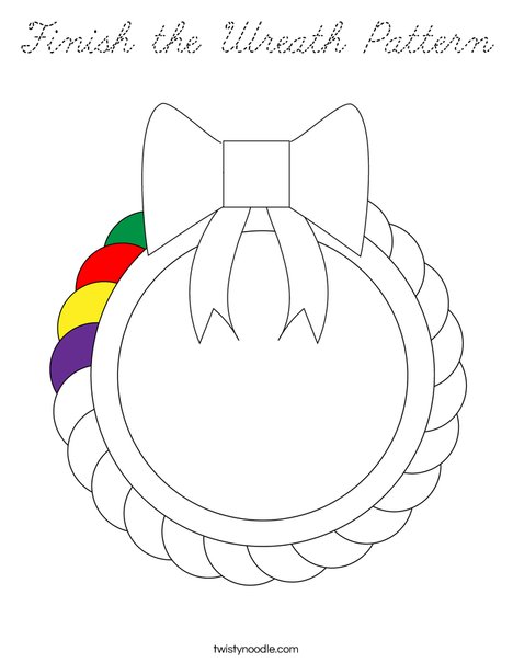 Finish the Wreath Pattern Coloring Page