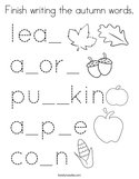 Finish writing the autumn words Coloring Page