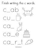 Finish writing the c words Coloring Page