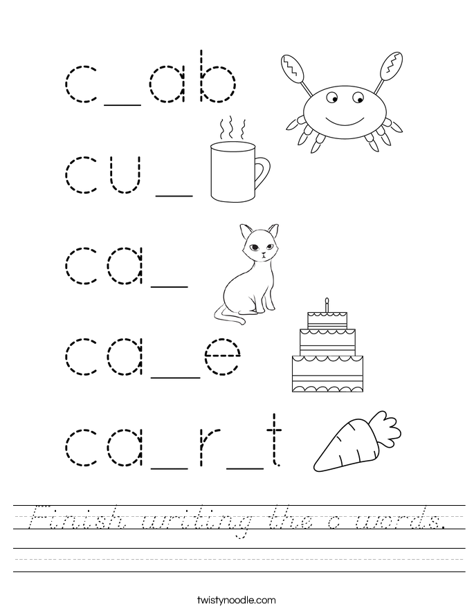 Finish writing the c words. Worksheet