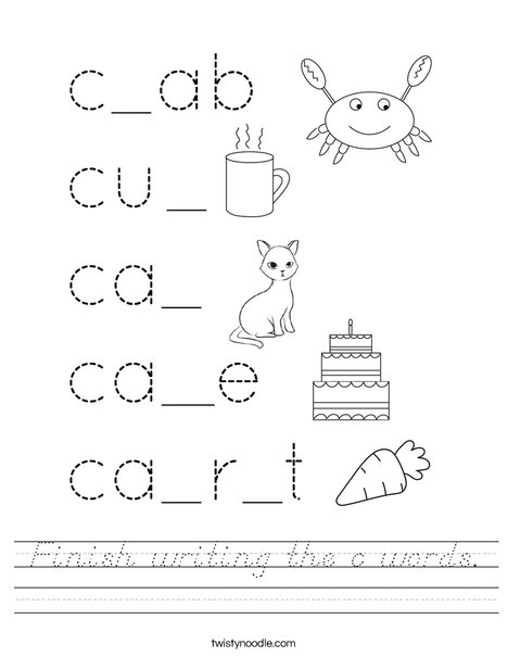 Finish writing the c words. Worksheet