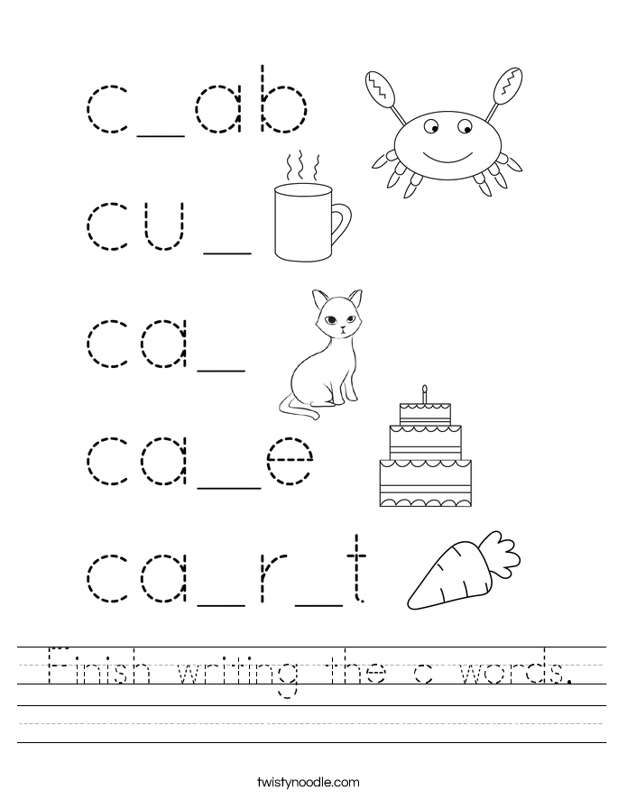 Finish writing the c words. Worksheet