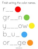 Finish writing the color names Coloring Page