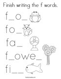 Finish writing the f words Coloring Page