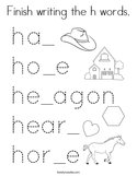 Finish writing the h words Coloring Page