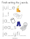 Finish writing the j words Coloring Page