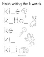 Finish writing the k words Coloring Page
