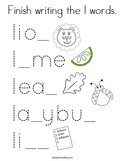 Finish writing the l words Coloring Page