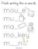 Finish writing the m words Coloring Page