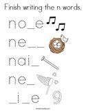Finish writing the n words Coloring Page
