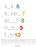 Finish writing the numbers (6-10). Worksheet