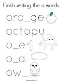 Finish writing the o words Coloring Page
