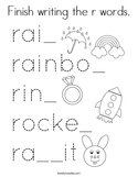 Finish writing the r words Coloring Page