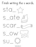 Finish writing the s words Coloring Page