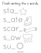 Finish writing the s words Coloring Page