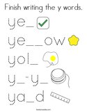 Finish writing the y words Coloring Page