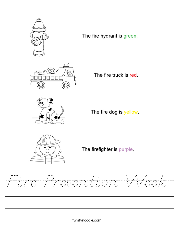 Fire Prevention Week Worksheet
