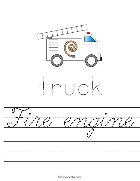 Fire Truck with Ladder Worksheet