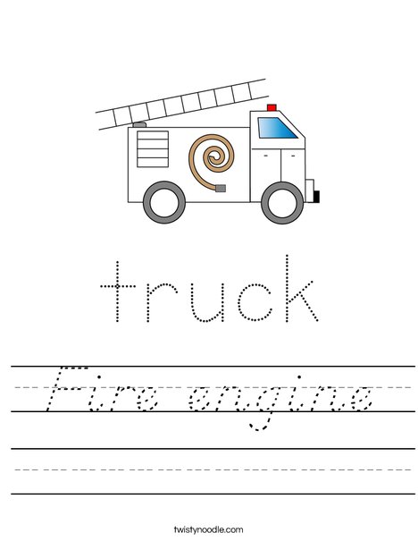 Fire Truck with Ladder Worksheet