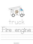 Fire engine Worksheet