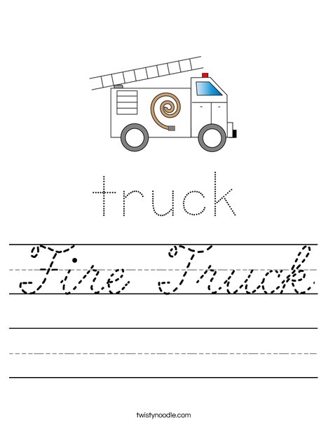 Fire Truck with Ladder Worksheet
