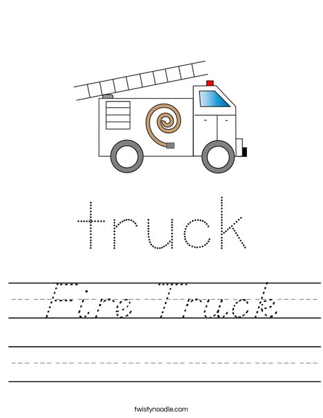 Fire Truck with Ladder Worksheet
