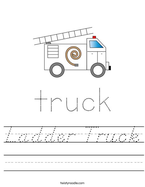 Fire Truck with Ladder Worksheet