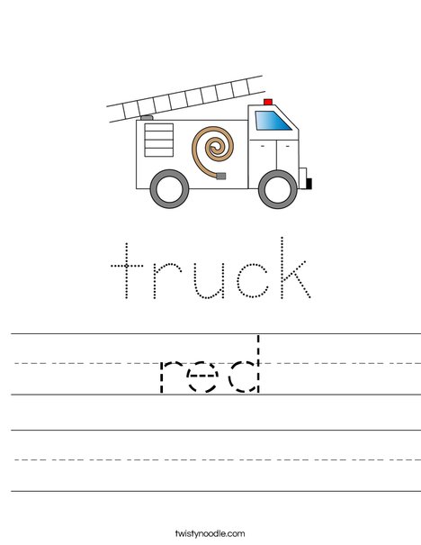 Fire Truck with Ladder Worksheet