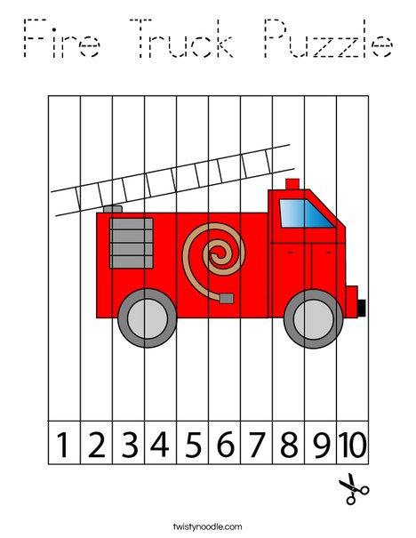 Fire Truck Puzzle Coloring Page