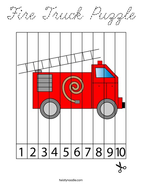 Fire Truck Puzzle Coloring Page