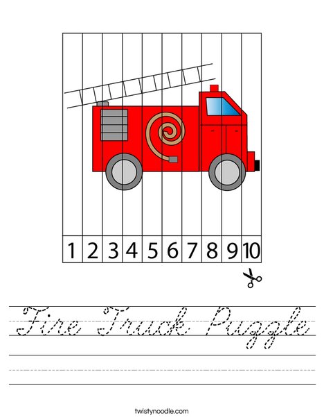 Fire Truck Puzzle Worksheet