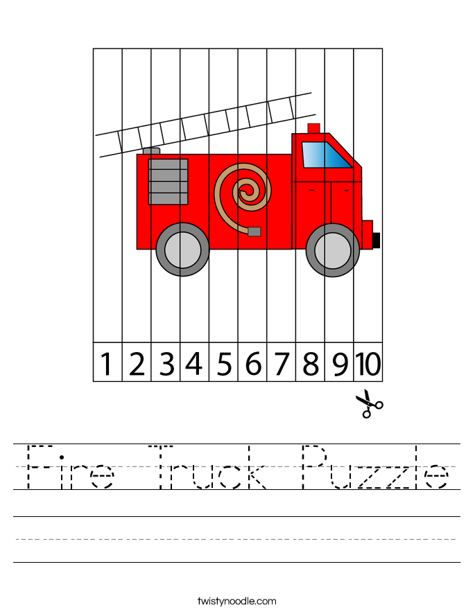 Fire Truck Puzzle Worksheet