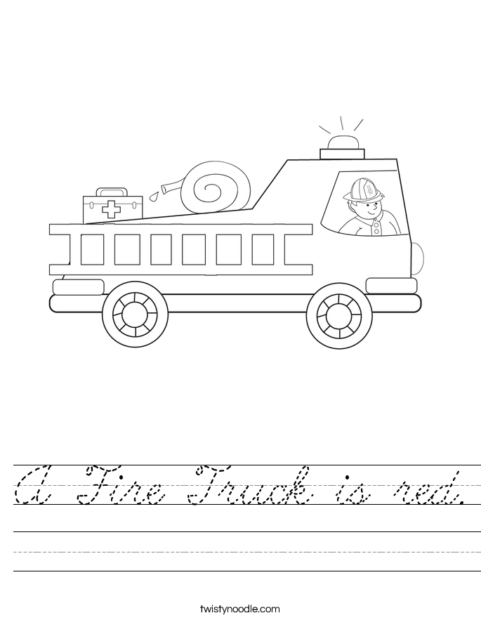 A Fire Truck is red. Worksheet