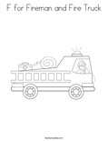 F for Fireman and Fire Truck Coloring Page