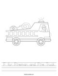 F for Fireman and Fire Truck Worksheet