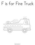 F is for Fire TruckColoring Page