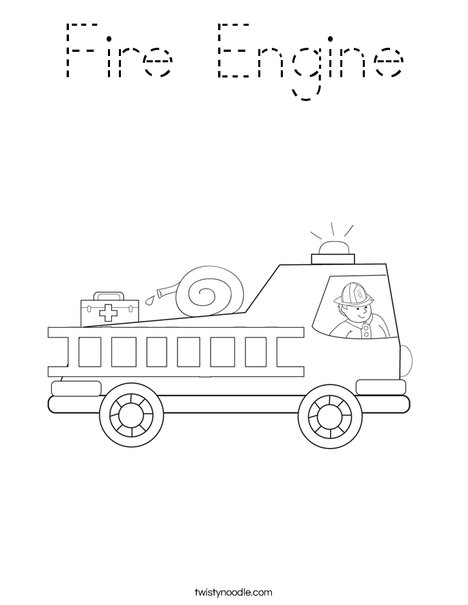Fire Truck with Firefighter Coloring Page