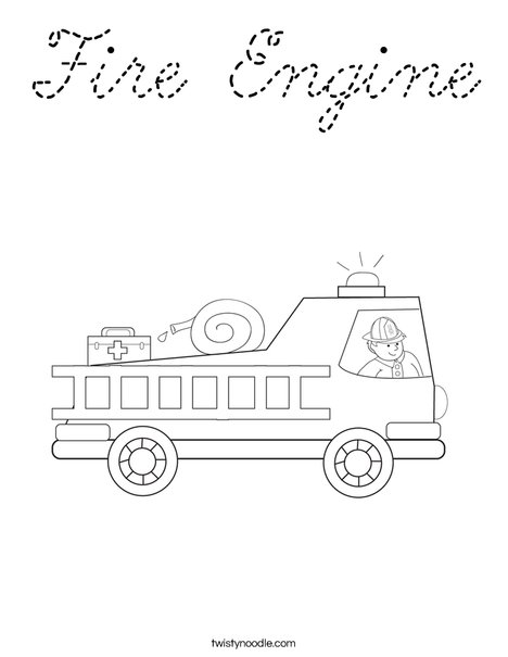 Fire Truck with Firefighter Coloring Page