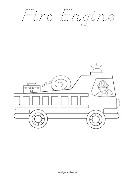 Fire Truck with Firefighter Coloring Page