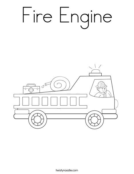 Fire Truck with Firefighter Coloring Page