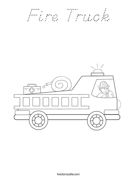 Fire Truck with Firefighter Coloring Page