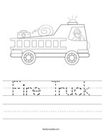 Fire Truck Handwriting Sheet