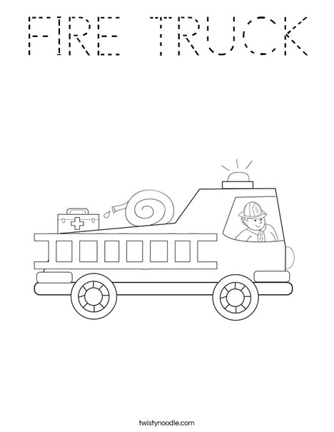 Fire Truck with Firefighter Coloring Page