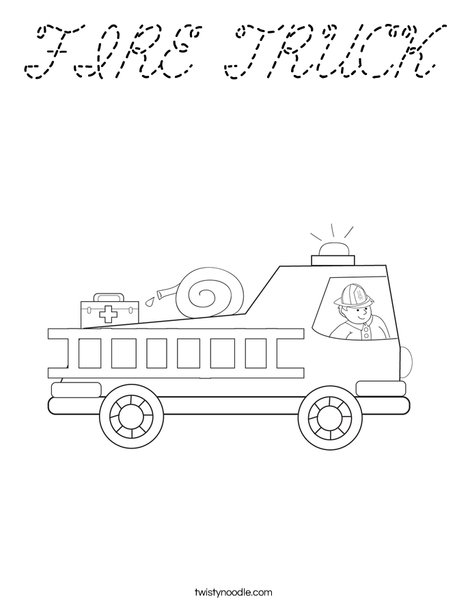 Fire Truck with Firefighter Coloring Page