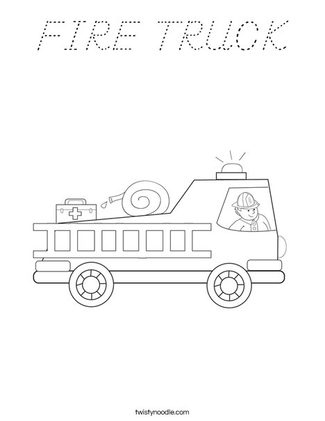 Fire Truck with Firefighter Coloring Page