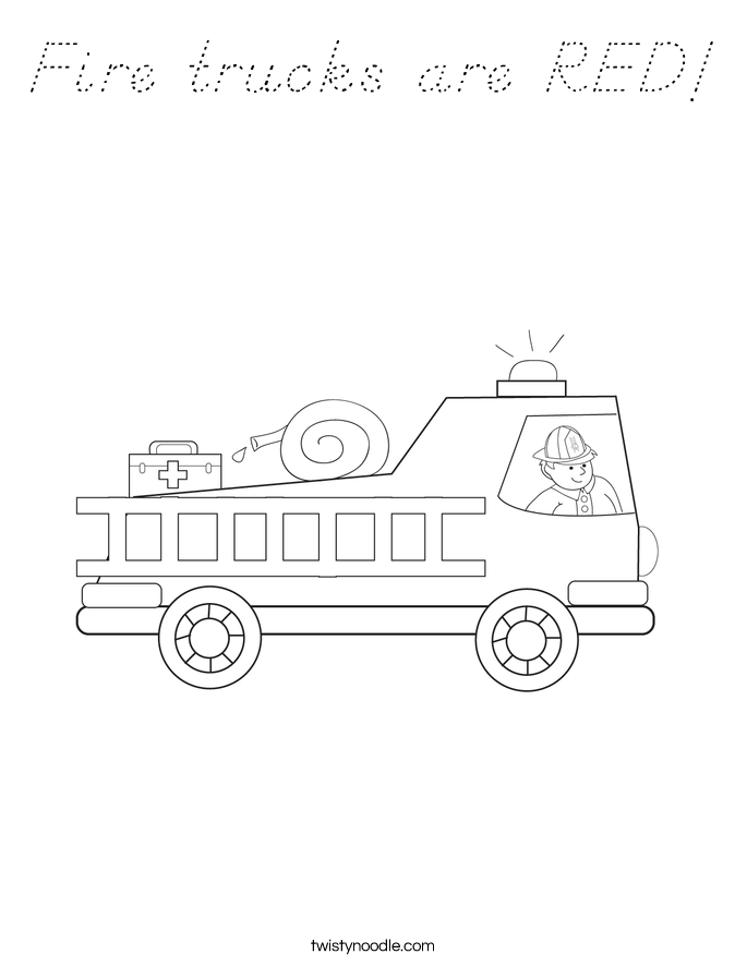 Fire trucks are RED! Coloring Page