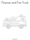 Fireman and Fire Truck Coloring Page