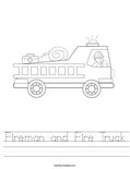 Fireman and Fire Truck Worksheet