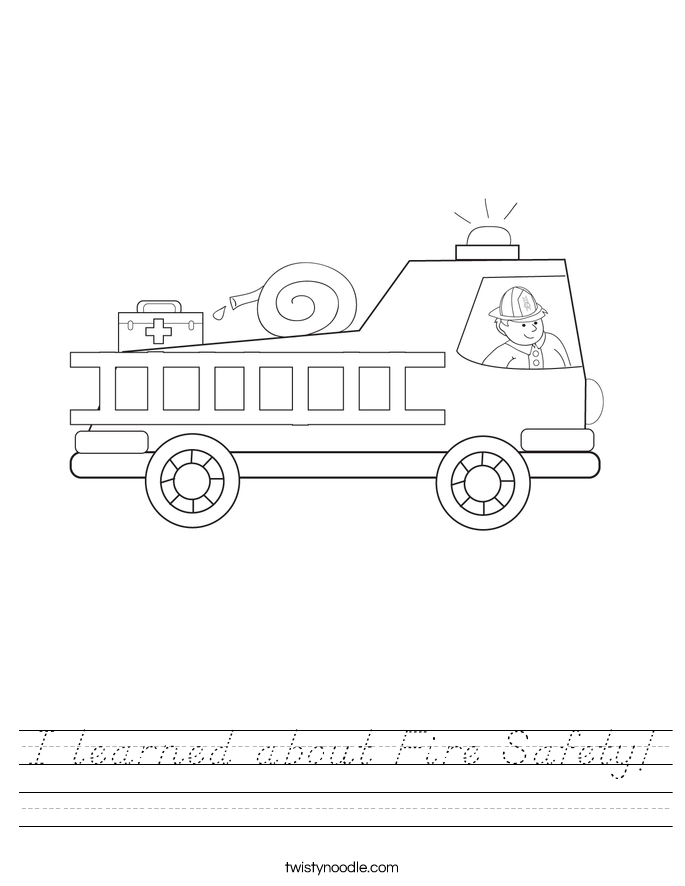 I learned about Fire Safety! Worksheet