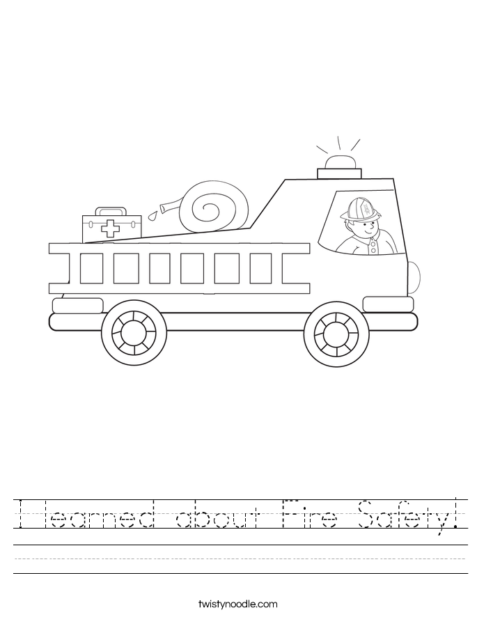 I learned about Fire Safety! Worksheet